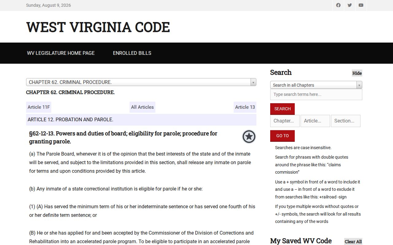 Jackson County projected release date parole eligibility statute