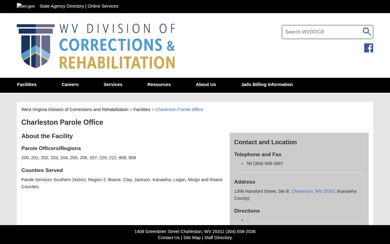 Jackson County parole supervision Charleston Parole Office