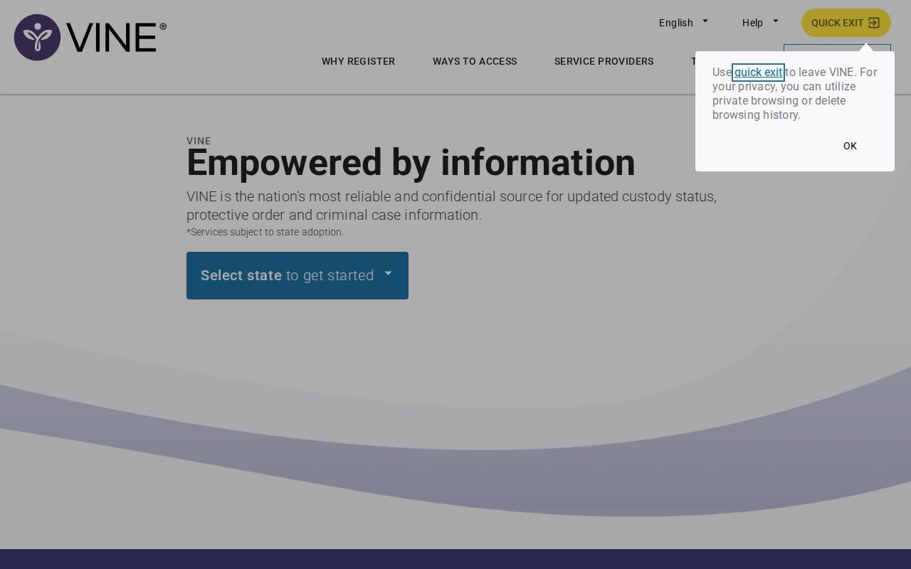 Jackson County VINELink inmate search state selection